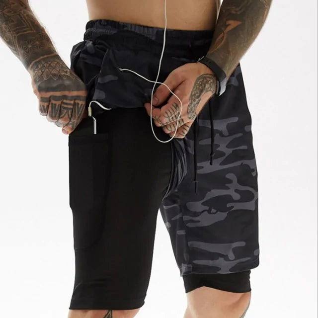 Double Layer Short With Compression & Pocket