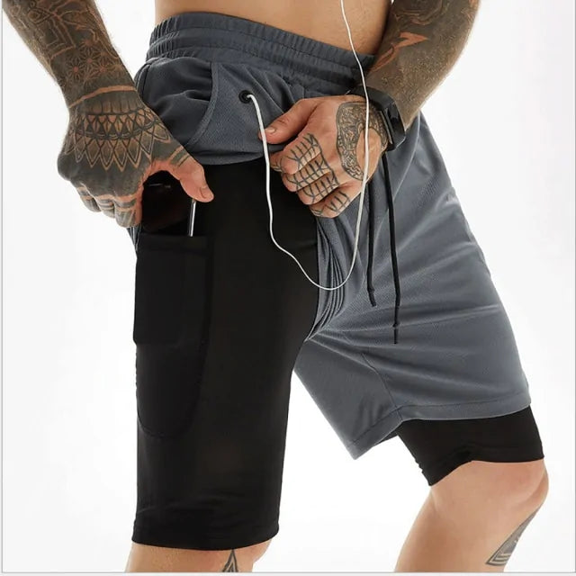 Double Layer Short With Compression & Pocket